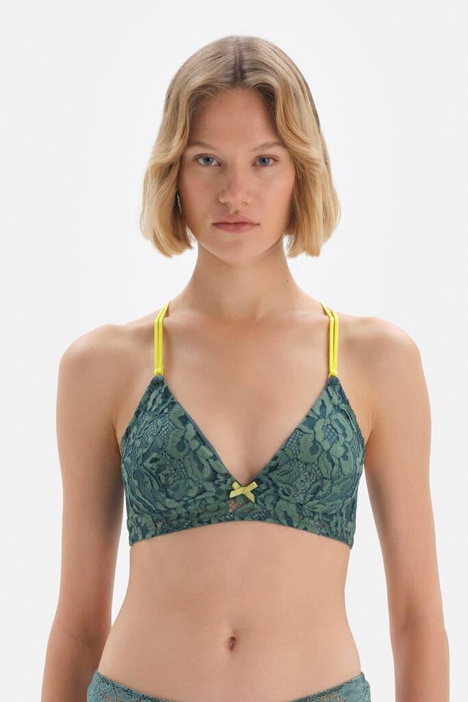 Dagi Green Triangle Lace-Detailed Bralette
