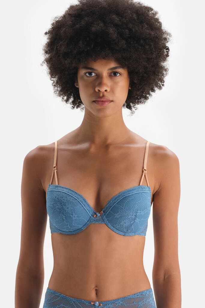 Dagi Blue Garni Detailed Semi-Padded Underwired Bra