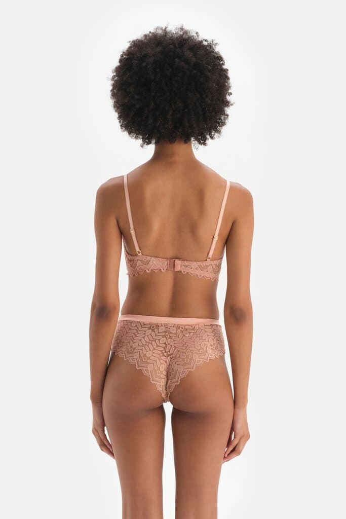 Dagi Seamless Satin-Detailed Lace Bra with Fishnet Lining 2