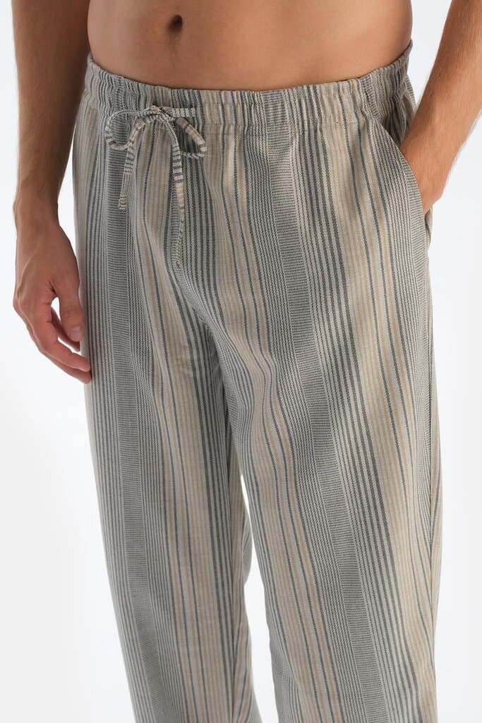 Dagi Anthracite Melange Striped Pajama Set with Patch Pockets 6