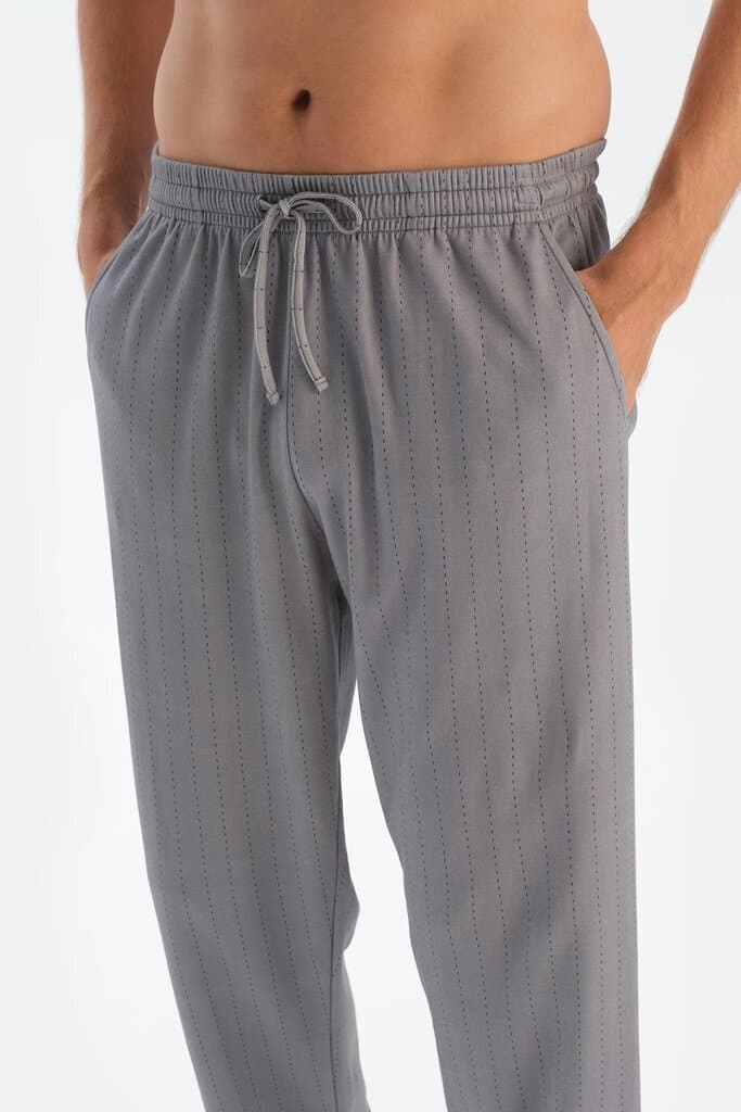Dagi Gray V-Neck T-Shirt and Pants Pajama Set with Patch Pockets 6