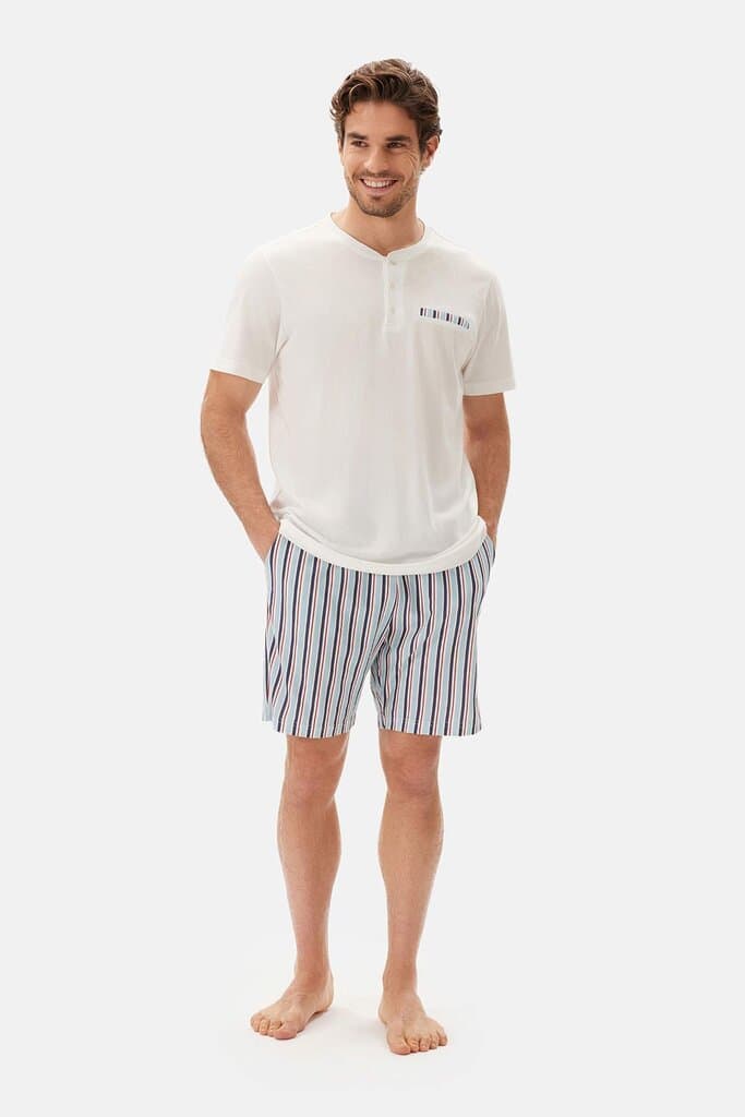 Dagi Off-White Short-Sleeve Short Pajama Set