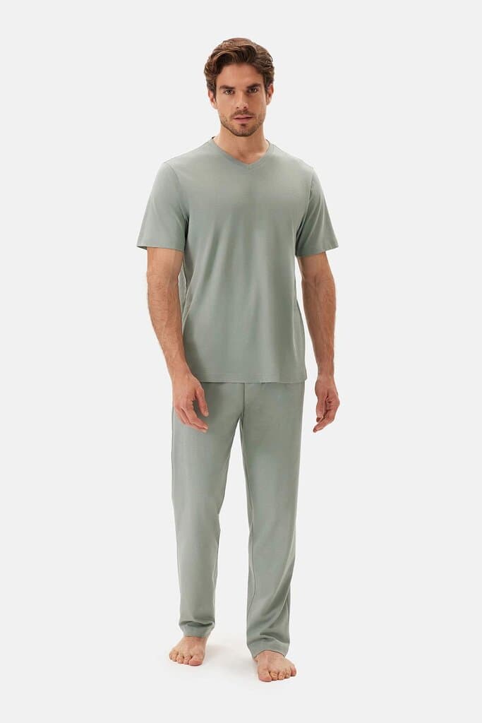 Dagi Green V-Neck Short Sleeve Celliant Pajama Set