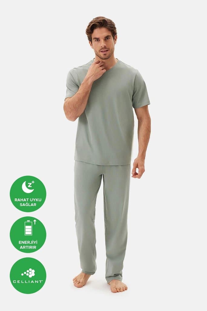 Dagi Green V-Neck Short Sleeve Celliant Pajama Set 2