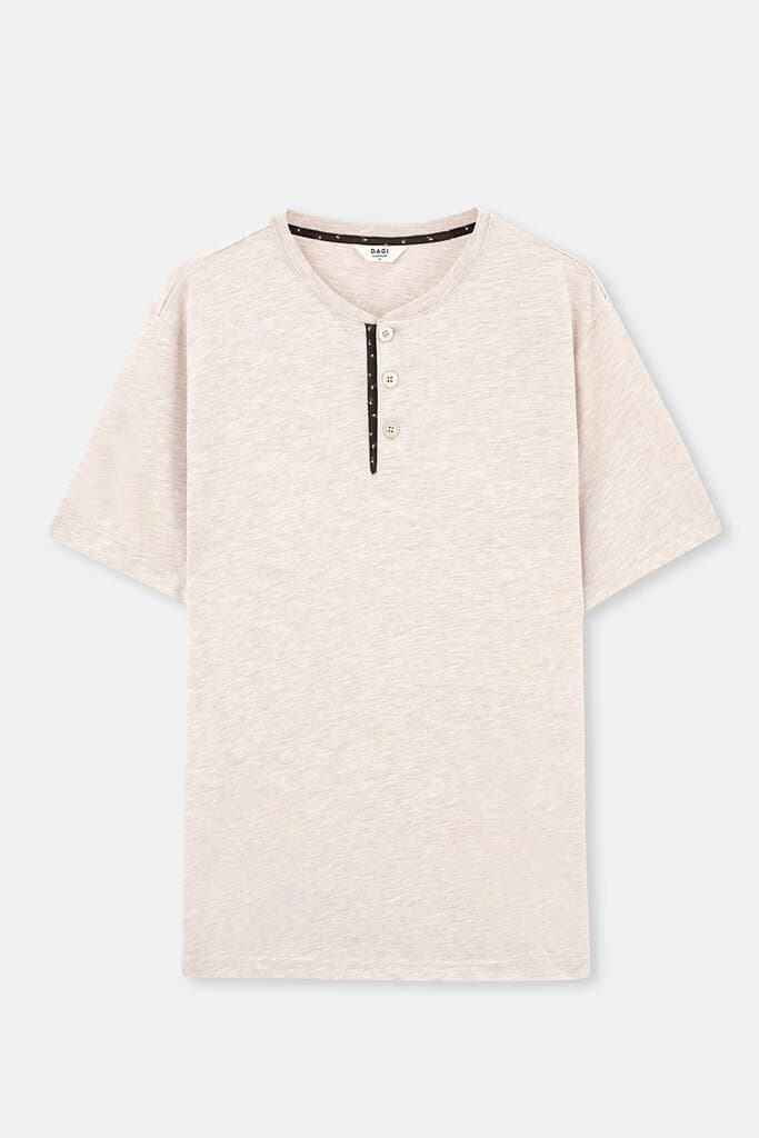 Dagi Beige Half-Button Short-Sleeve Cotton Pajama Set 2