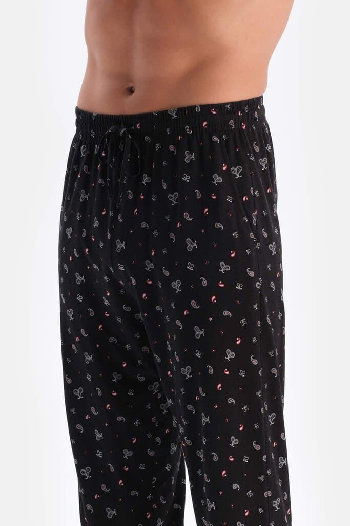 Dagi Black Print Cotton Modal Shirt and Pants Pajama Set 6