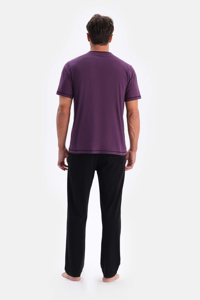 Dagi Purple Short-Sleeve Bicycle Collar T-Shirt and Pants Pajama Set 2