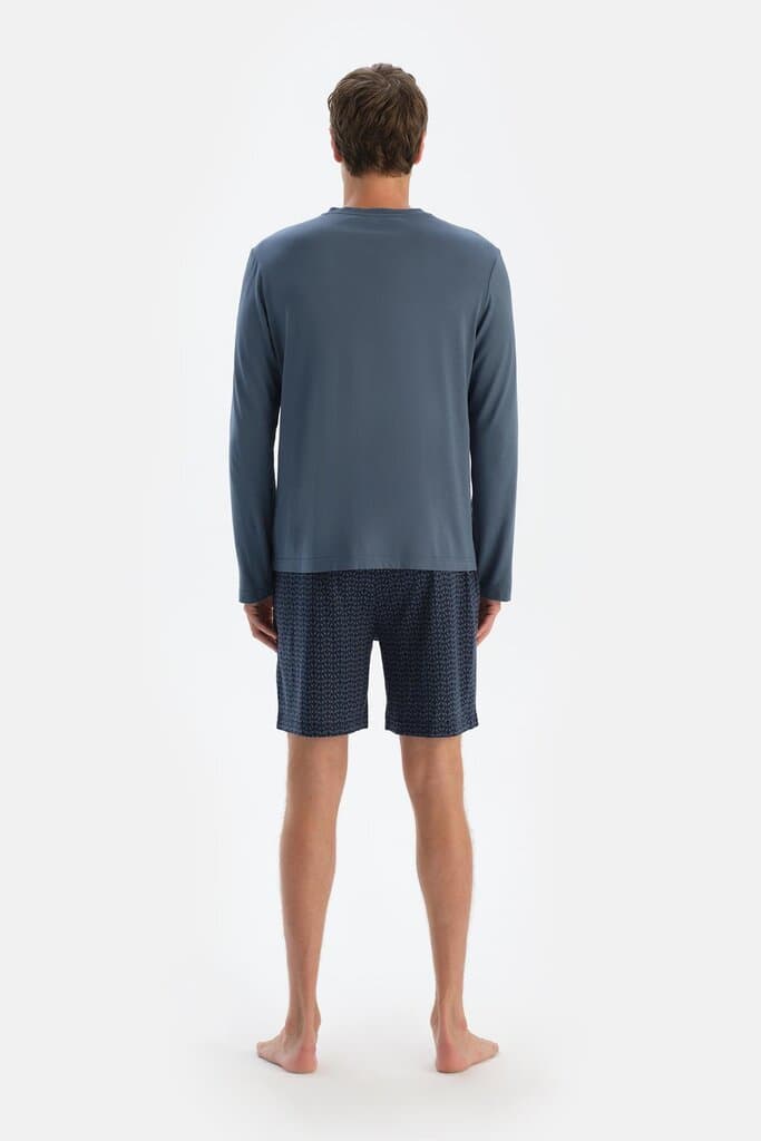 Dagi Navy Blue Long-Sleeve Three-Piece Pajama Set 7