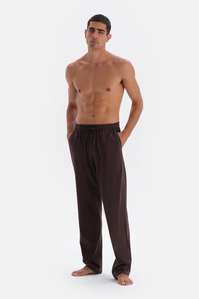 Dagi Brown Half-Button Long-Sleeve Knit Pajama Set 4