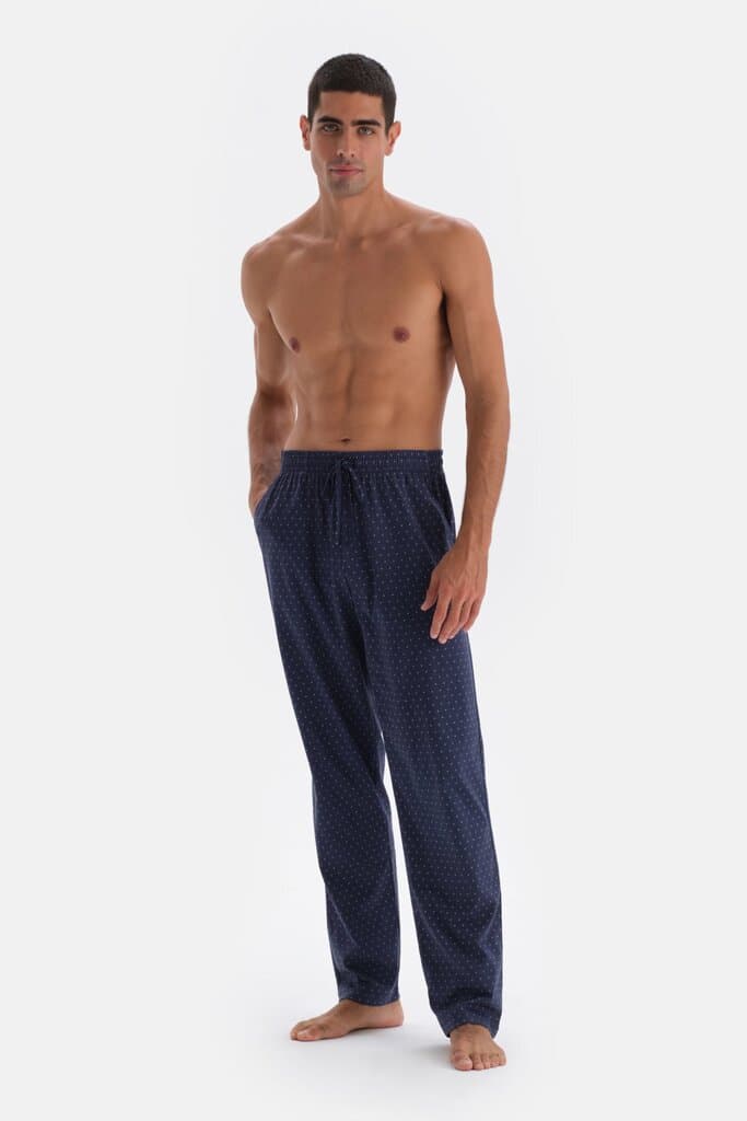 Dagi Navy Blue Long-Sleeve Printed Cotton Pajama Set 6