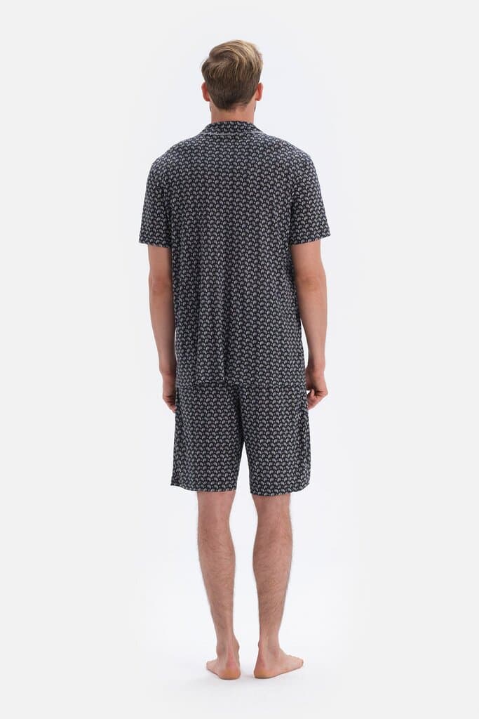 Dagi Black Modal Pajama Set with Shawl Pattern for Groomsmen 2