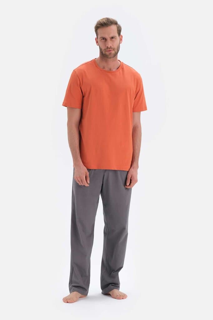 Dagi Orange Short-Sleeve Basic Knit Pajama Set