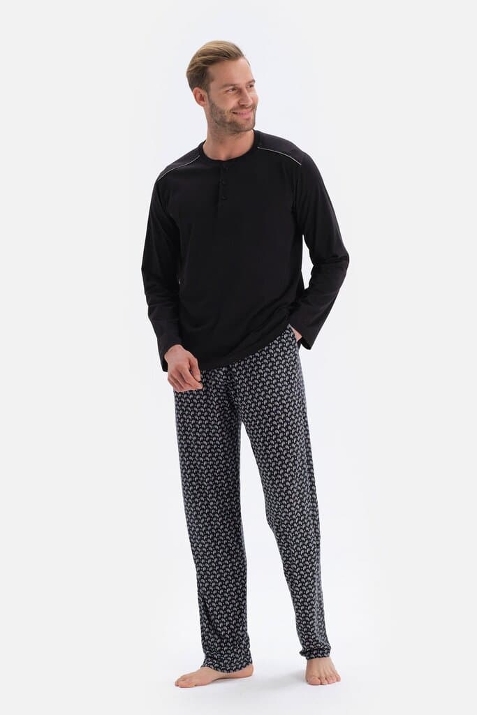 Dagi Black Long-Sleeve Modal Men's Printed Pajama Set 6