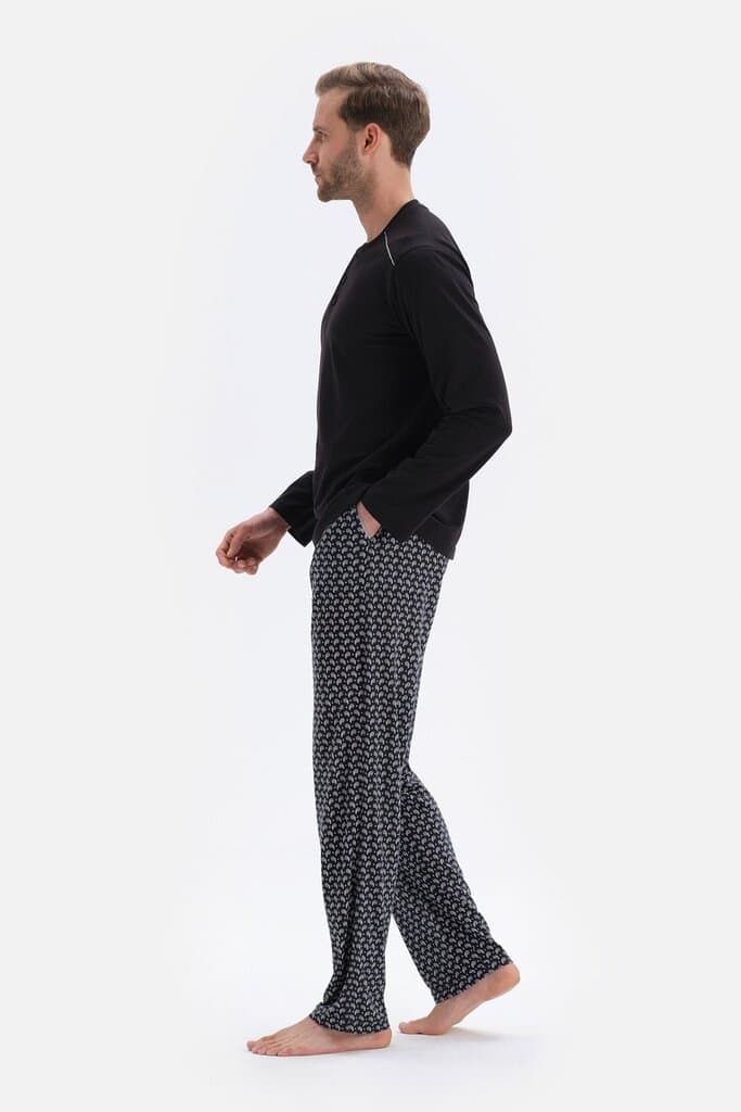 Dagi Black Long-Sleeve Modal Men's Printed Pajama Set 3