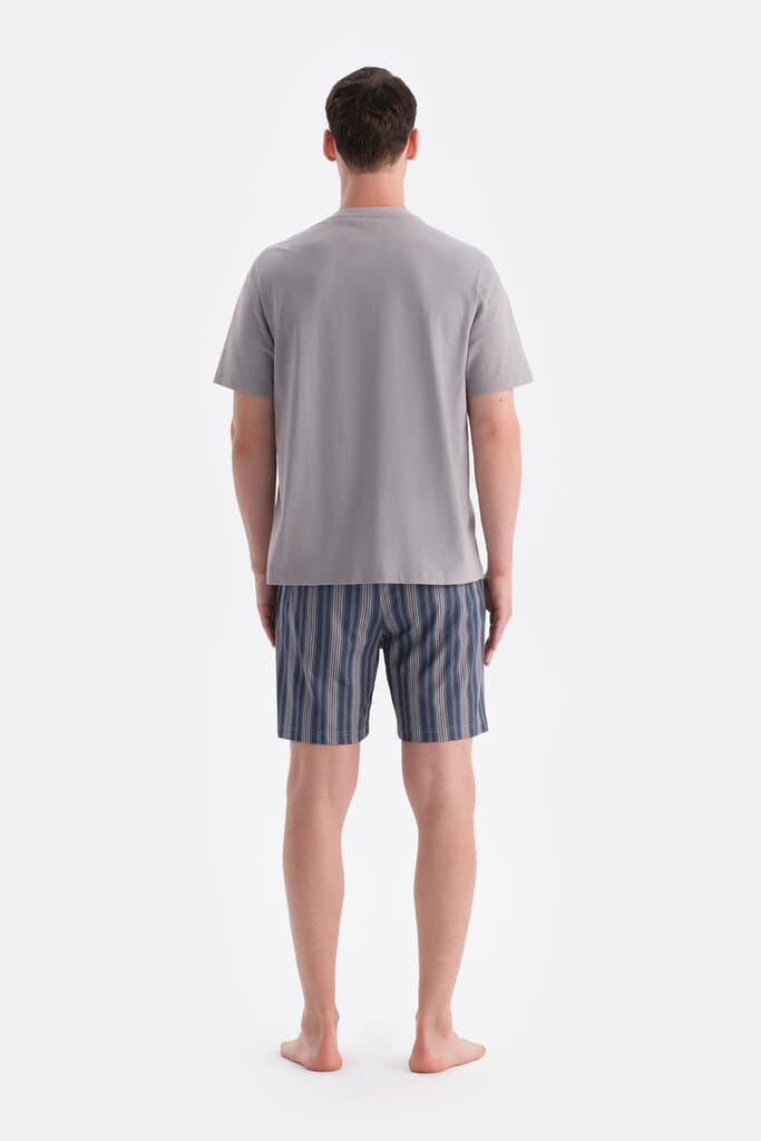 Dagi Gray Striped T-Shirt and Shorts Set 2