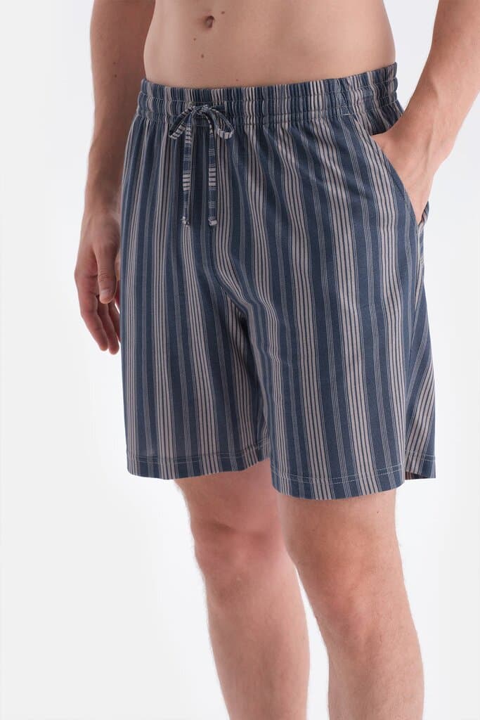 Dagi Gray Striped T-Shirt and Shorts Set 5