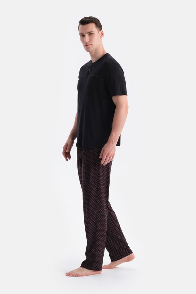 Dagi Black Short-Sleeved Patlı T-Shirt and Pants Set 3