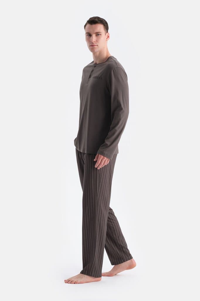 Dagi Smoked Pattern Pocket Detail T-Shirt and Pants Set 3