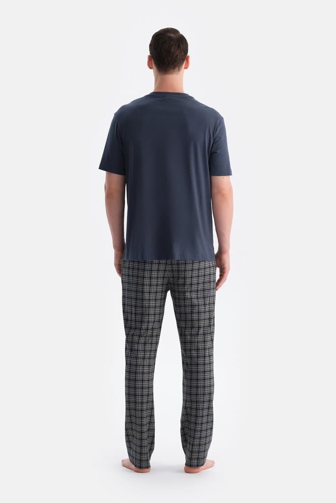 Dagi Smoked Pattern Pocket Detail T-Shirt and Pants Set 2