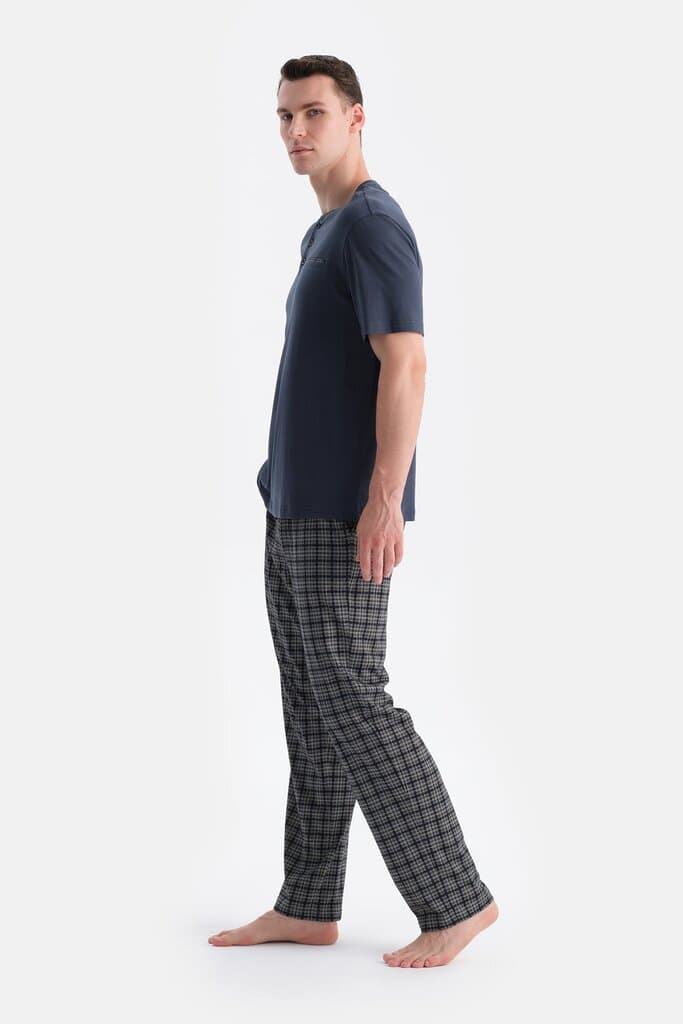 Dagi Smoked Pattern Pocket Detail T-Shirt and Pants Set 3
