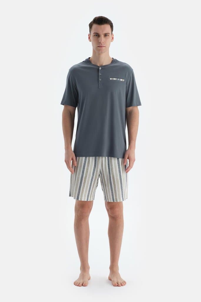 Dagi Indigo Patch and Welt Pocket Detail T-Shirt and Shorts Pajama Set