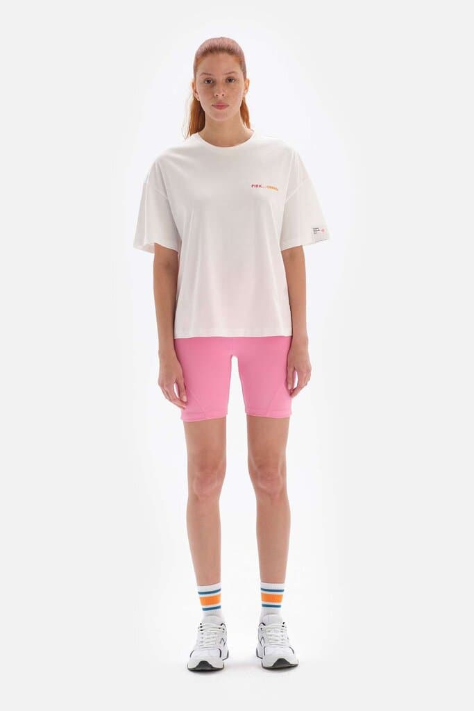 Women's White-Pink Dagi Active Print T-Shirt 4