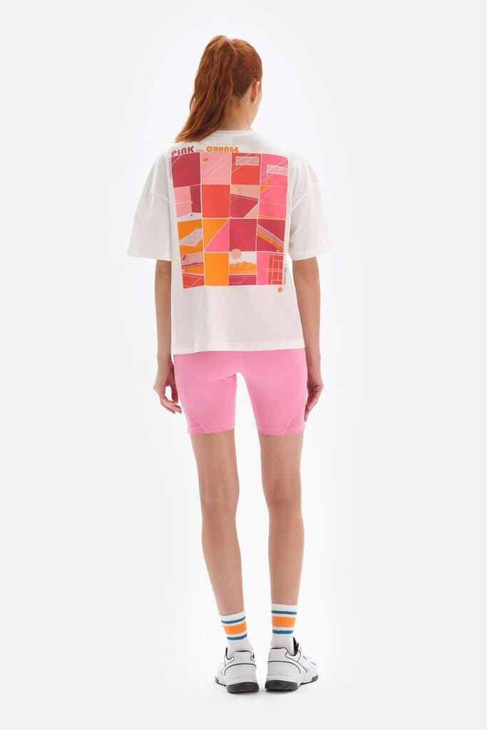 Women's White-Pink Dagi Active Print T-Shirt 2