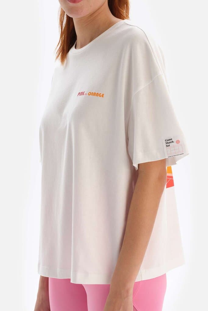 Women's White-Pink Dagi Active Print T-Shirt 5