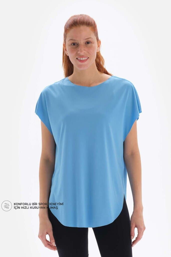 Light Blue Dagi Active Boat Neck T-Shirt