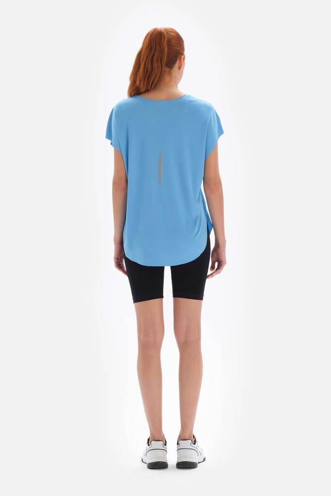 Light Blue Dagi Active Boat Neck T-Shirt 2