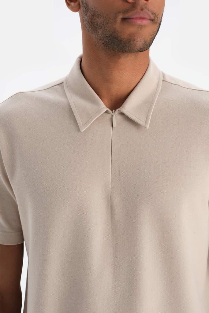 Light Beige Dagi Active Men's Zip T-Shirt 6