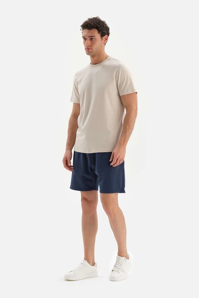 Dagi Beige Bicycle Neck Supima Cotton Short Sleeve T-Shirt 3