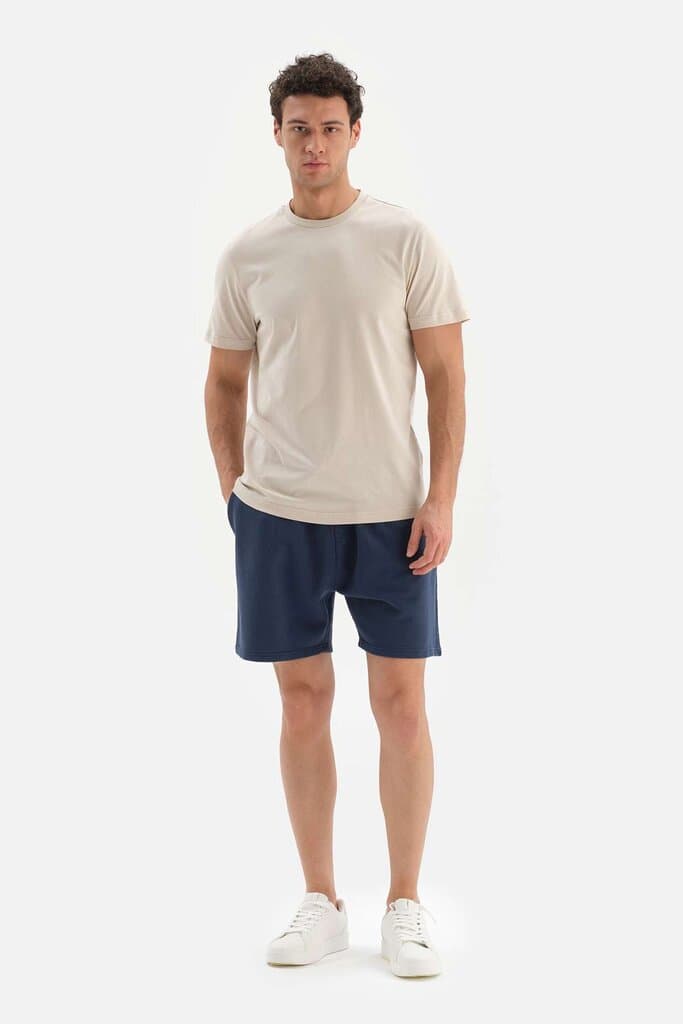 Dagi Beige Bicycle Neck Supima Cotton Short Sleeve T-Shirt 5