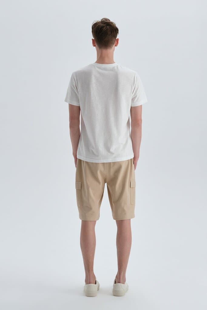 Dagi Ecru Cotton V-Neck T-Shirt 2