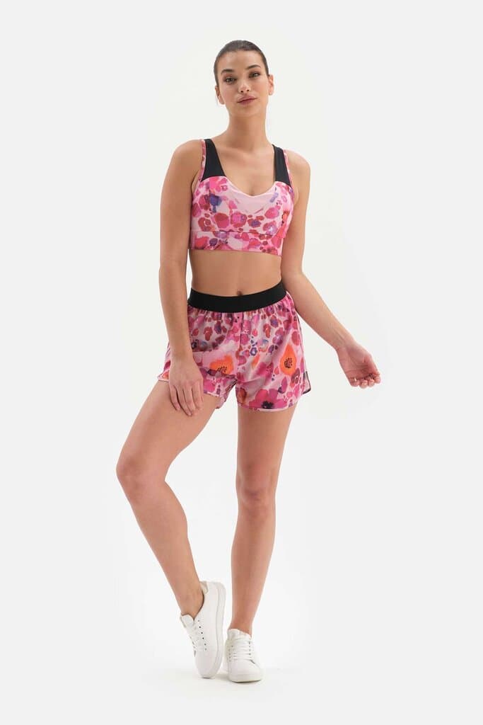 Dagi Pink Mountain Active Patterned Shorts with Leggings