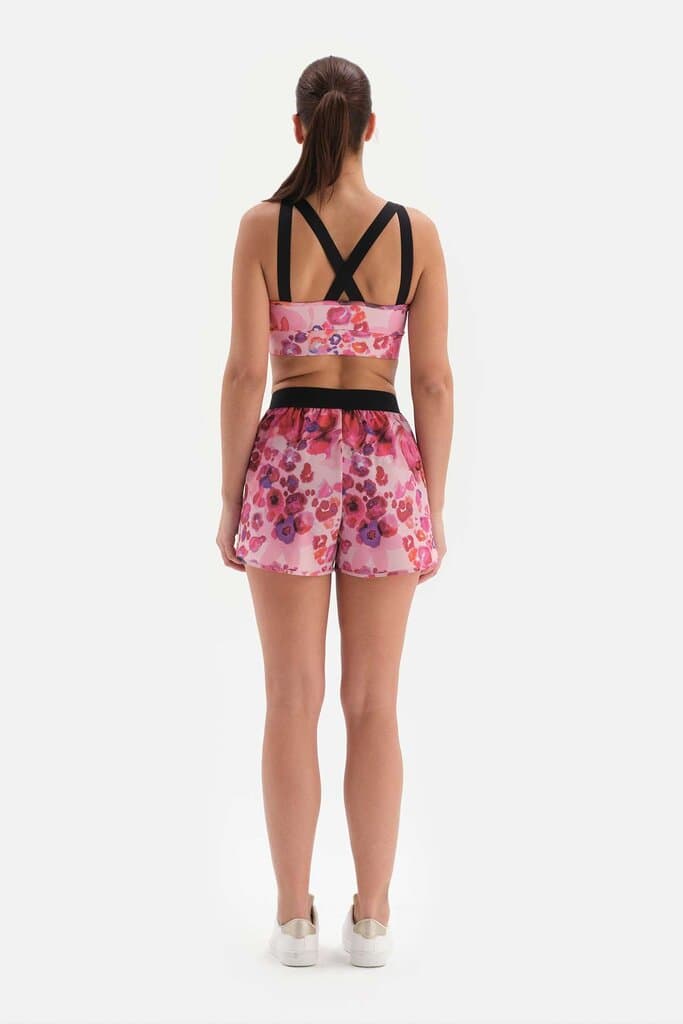 Dagi Pink Mountain Active Patterned Shorts with Leggings 2