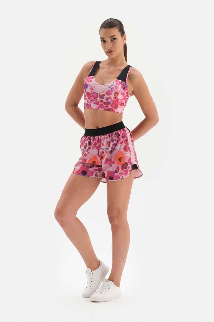 Dagi Pink Mountain Active Patterned Shorts with Leggings 3