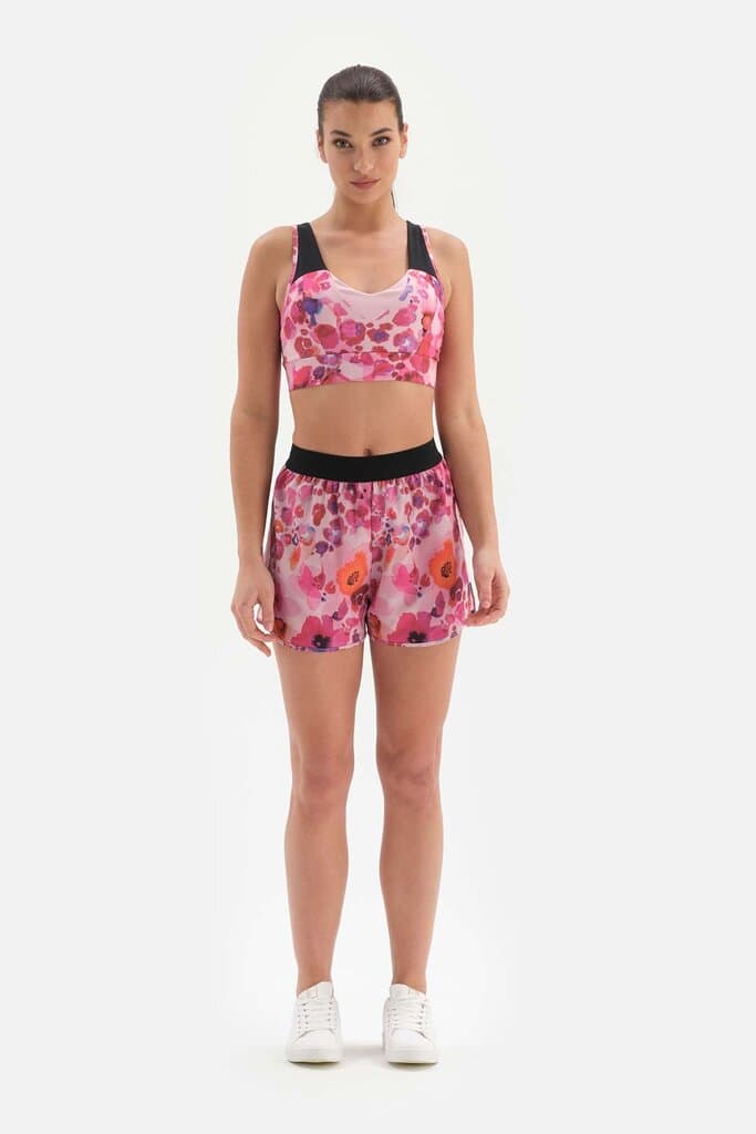 Dagi Pink Mountain Active Patterned Shorts with Leggings 4