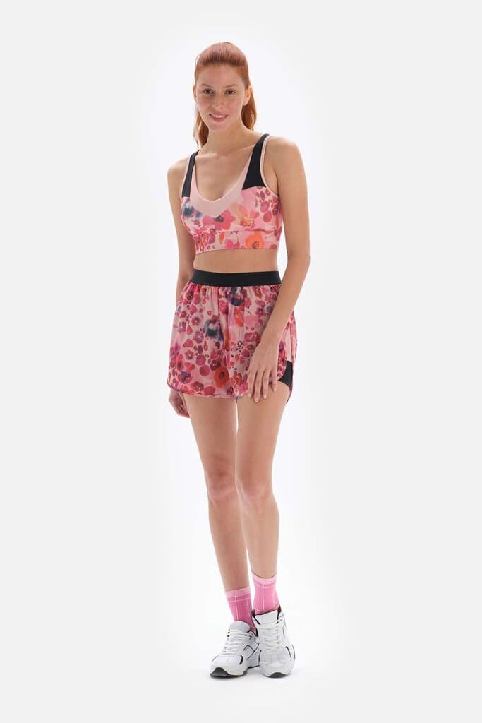 Dagi Pink Mountain Active Patterned Shorts with Leggings 6
