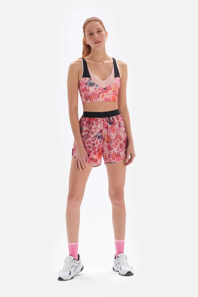 Dagi Pink Mountain Active Patterned Shorts with Leggings 11