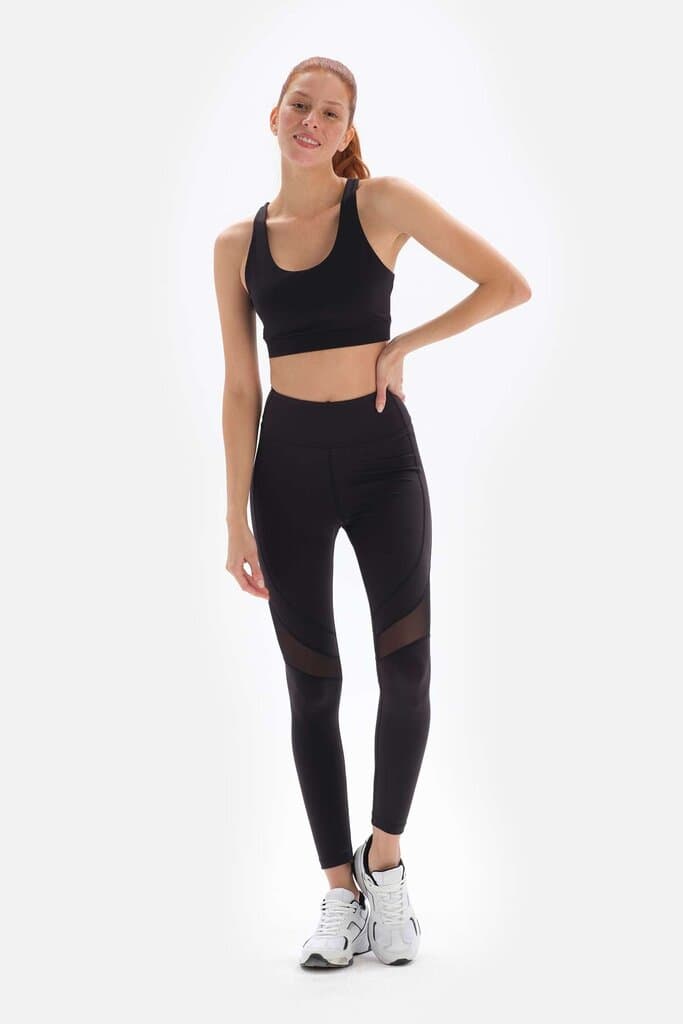 Black Dagi Active File Detailed Long Leggings