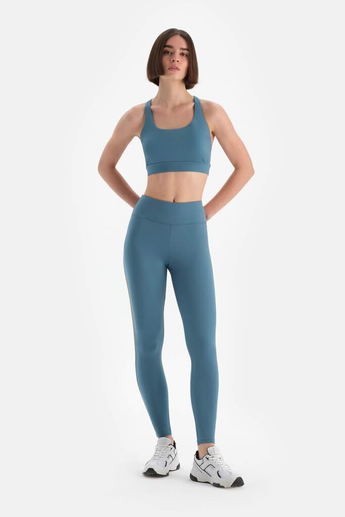 Light Blue Dagi Active Women's Leggings with Piping Detail