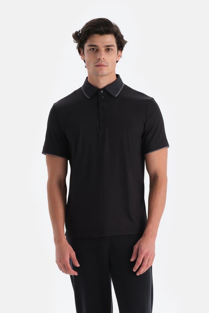 Dagi Black Men's Technical Fabric Polo Shirt