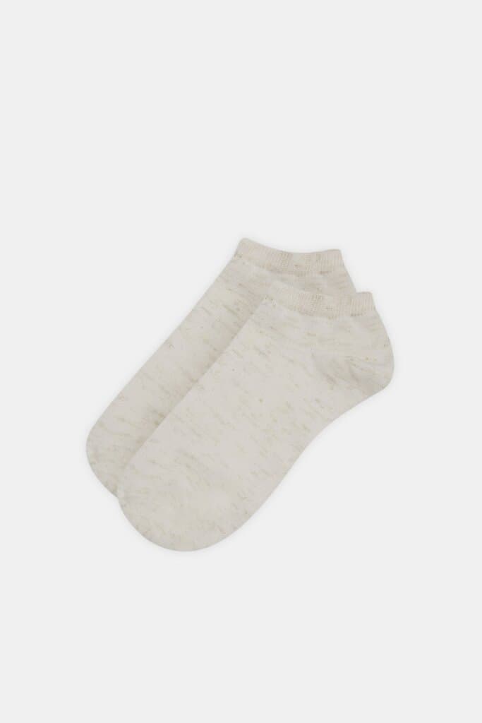 Dagi Off-White Women's Glittery Short Socks