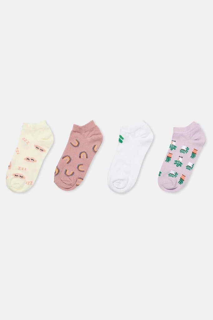 Dagi Women's 4-Pair Assorted Patterned Slipper Socks