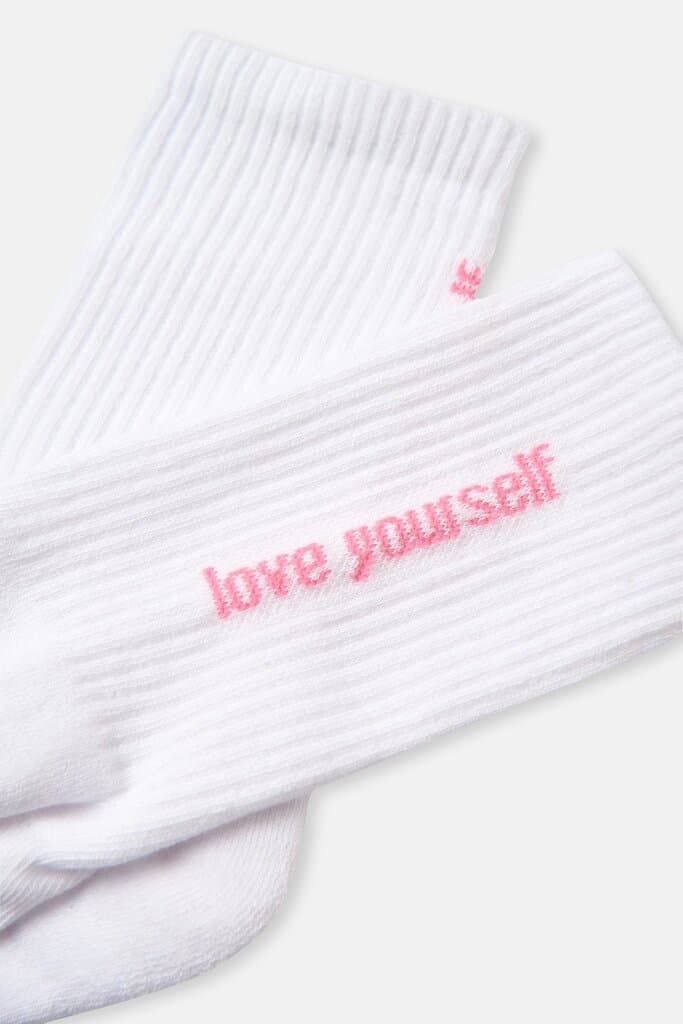 Dagi White Women's Sports Socks Love Yourself 2