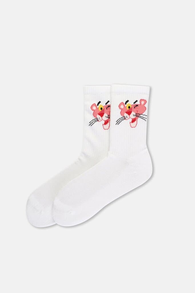 Dagi Women's Two-Pair Panther Socks, White-Pink 5