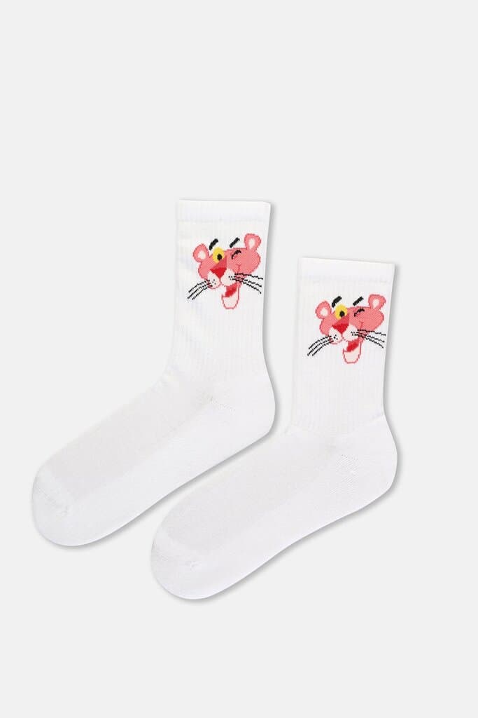Dagi Women's Two-Pair Panther Socks, White-Pink 3