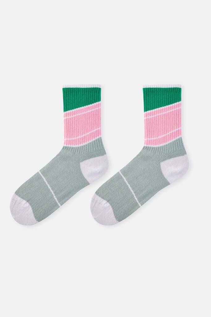Dagi Women's 2-Pack Green and White Slogan Sports Socks 2
