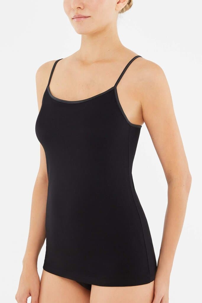 Dagi Women's Pack of 2 Black Slim Strap Pima Cotton Camisoles 5